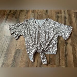 Max Studio Pink and Gray Floral Top